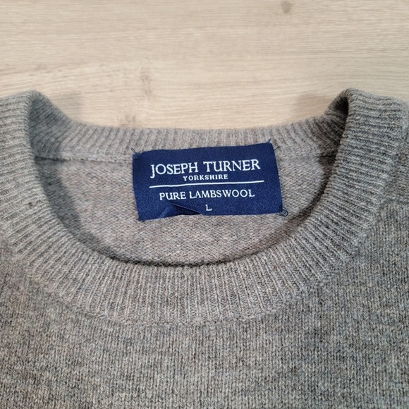 Joseph Turner Size Large 100% Lambswool Sweater Preppy Quiet Luxury FLAW - Picture 5 of 11